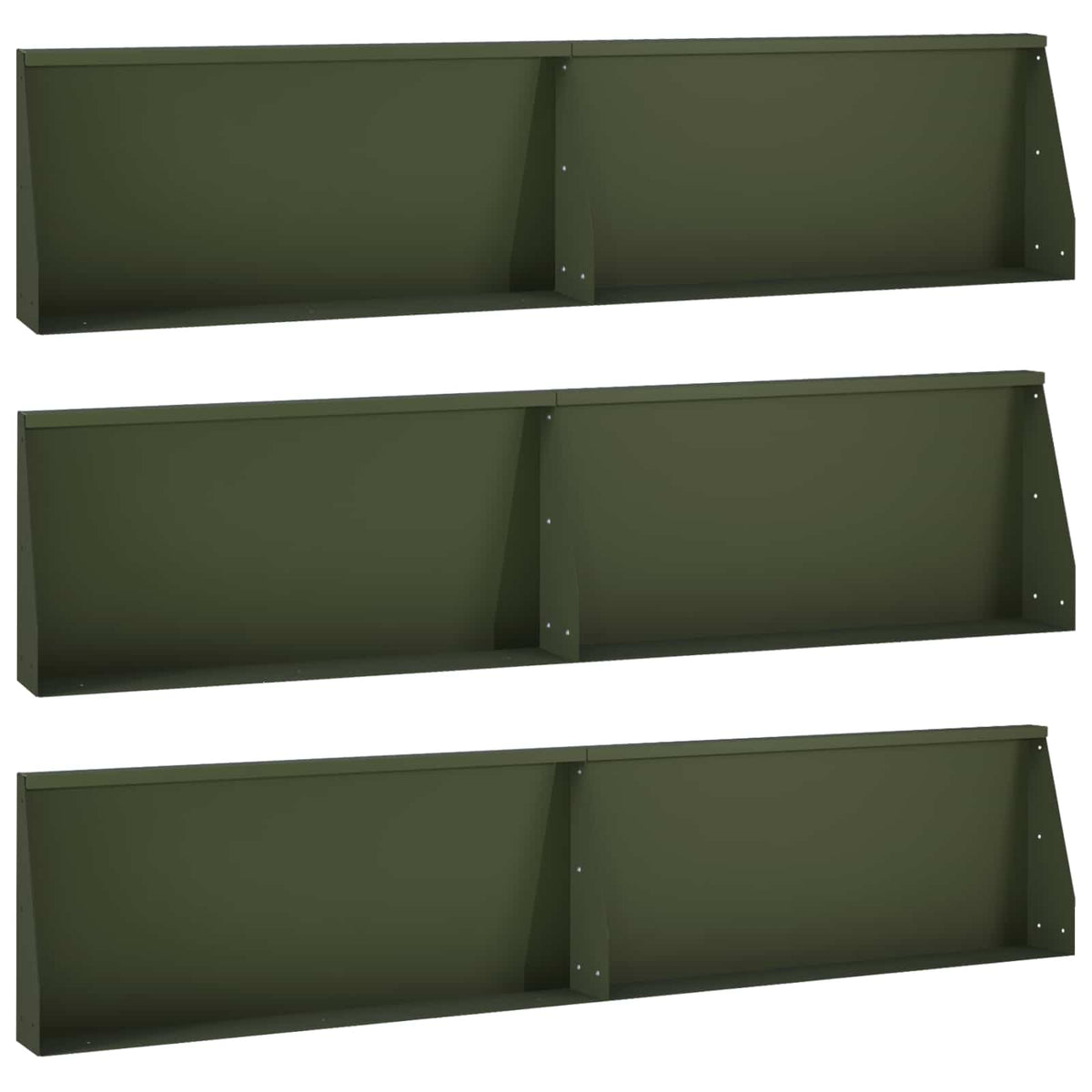 Retaining Wall 6 pcs 100 x 12 x 40 cm Steel Olive Green