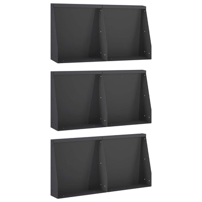 Retaining Wall 6 pcs 40 x 12 x 30 cm Steel Black