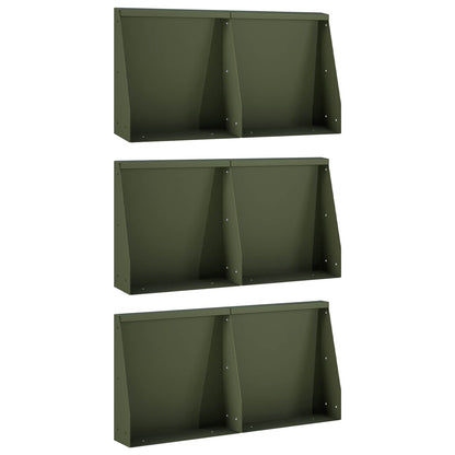 Retaining Wall 6 pcs 40 x 12 x 40 cm Steel Olive Green