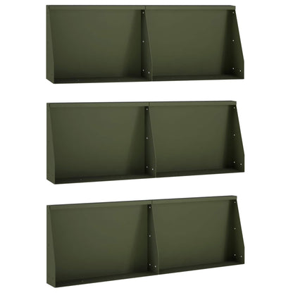 Retaining Wall 6 pcs 60 x 12 x 30 cm Steel Olive Green