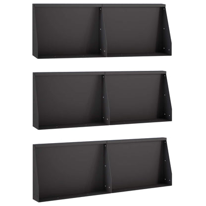 Retaining Wall 6 pcs 60 x 12 x 50 cm Steel Black