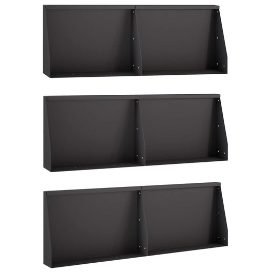 Retaining Wall 6 pcs 60 x 12 x 50 cm Steel Black