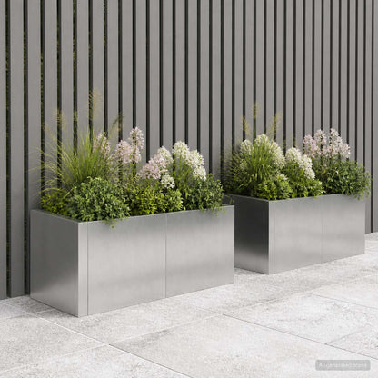 Retaining Wall 4 pcs 100 x 100 x 40 cm Stainless Steel Silver