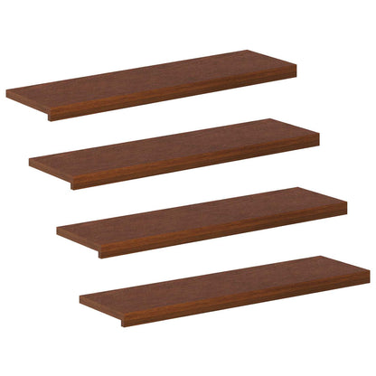 Stair Tread 4 pcs 90 x 25 x 2 cm Dark Brown Solid Oak Wood
