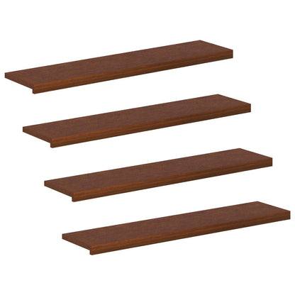 Stair Tread 4 pcs 120 x 25 x 2 cm Dark Brown Solid Oak Wood