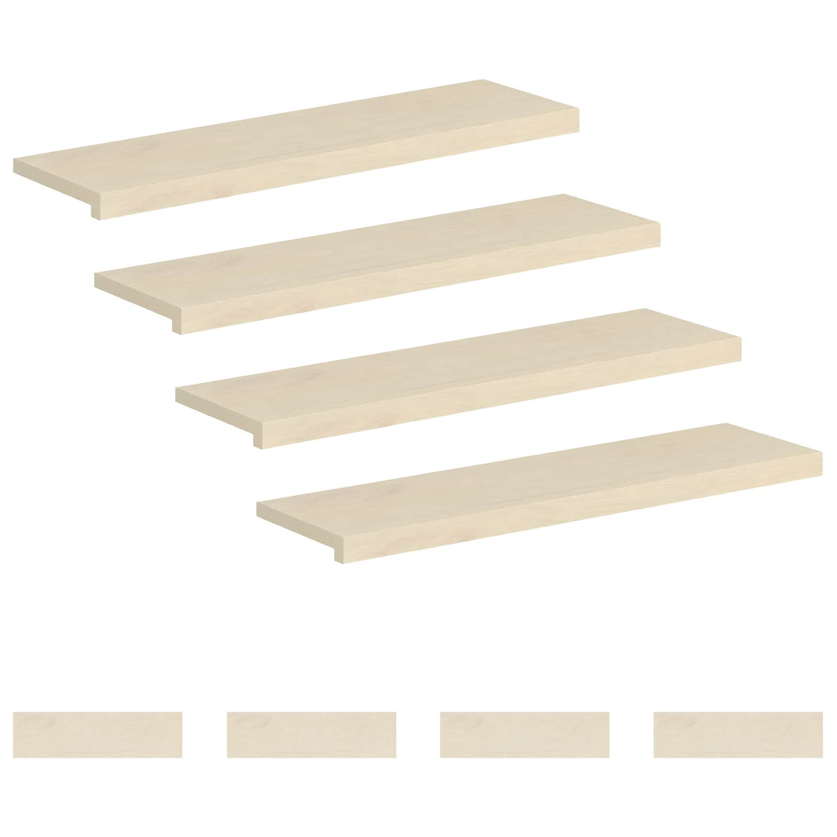 Stair Tread 8 pcs 100 x 30 x 2 cm White Solid Oak Wood