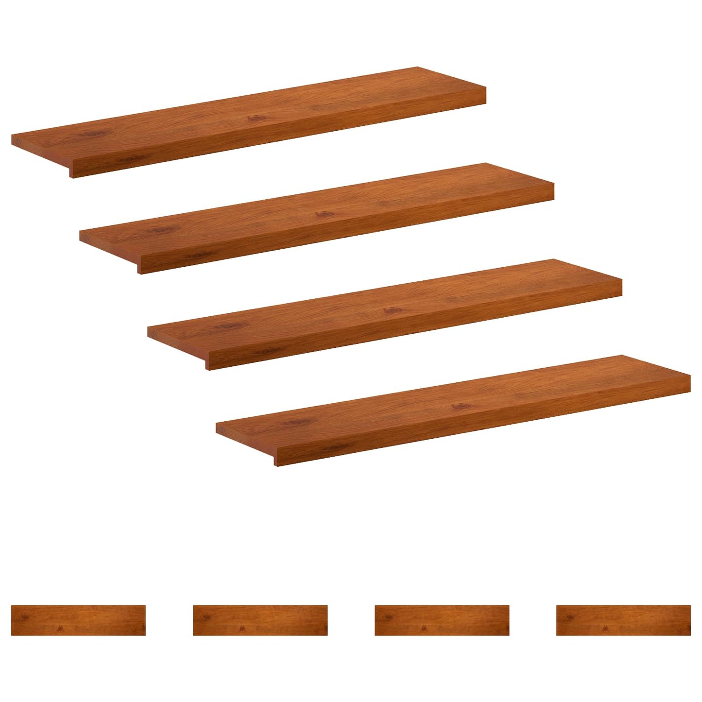 Stair Tread 8 pcs 120 x 25 x 2 cm Brown Solid Oak Wood