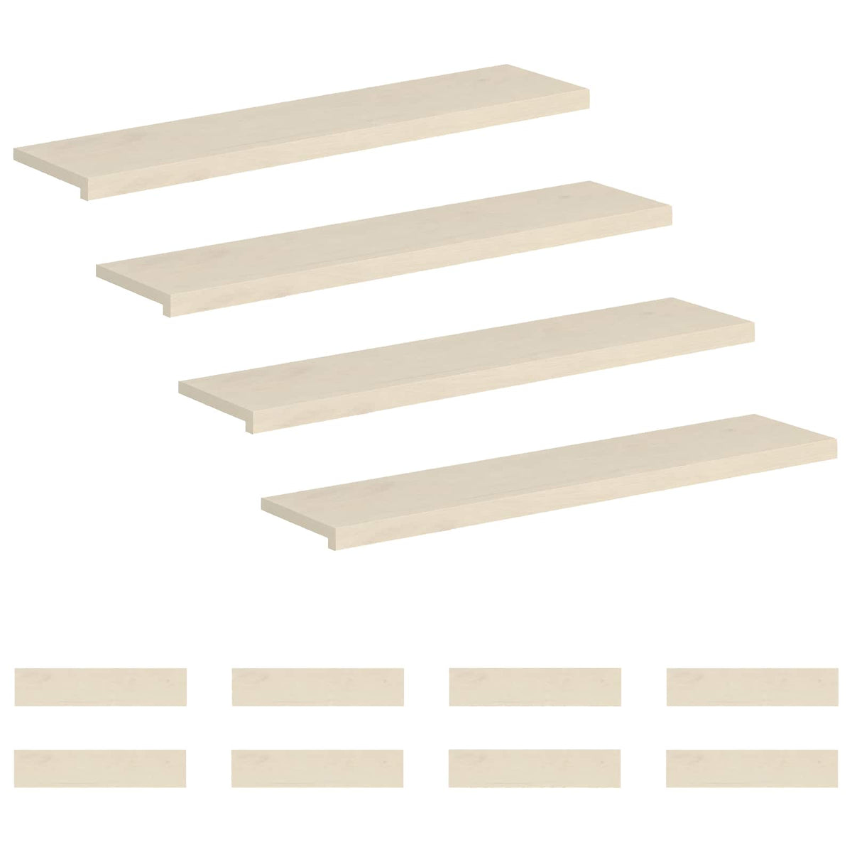 Stair Tread 12 pcs 110 x 25 x 2 cm White Solid Oak Wood