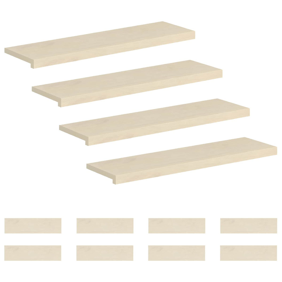 Stair Tread 12 pcs 100 x 30 x 2 cm White Solid Oak Wood