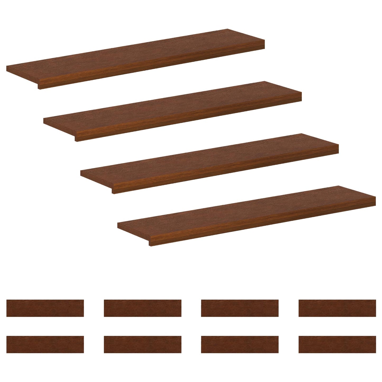 Stair Tread 12 pcs 120 x 25 x 2 cm Dark Brown Solid Oak Wood