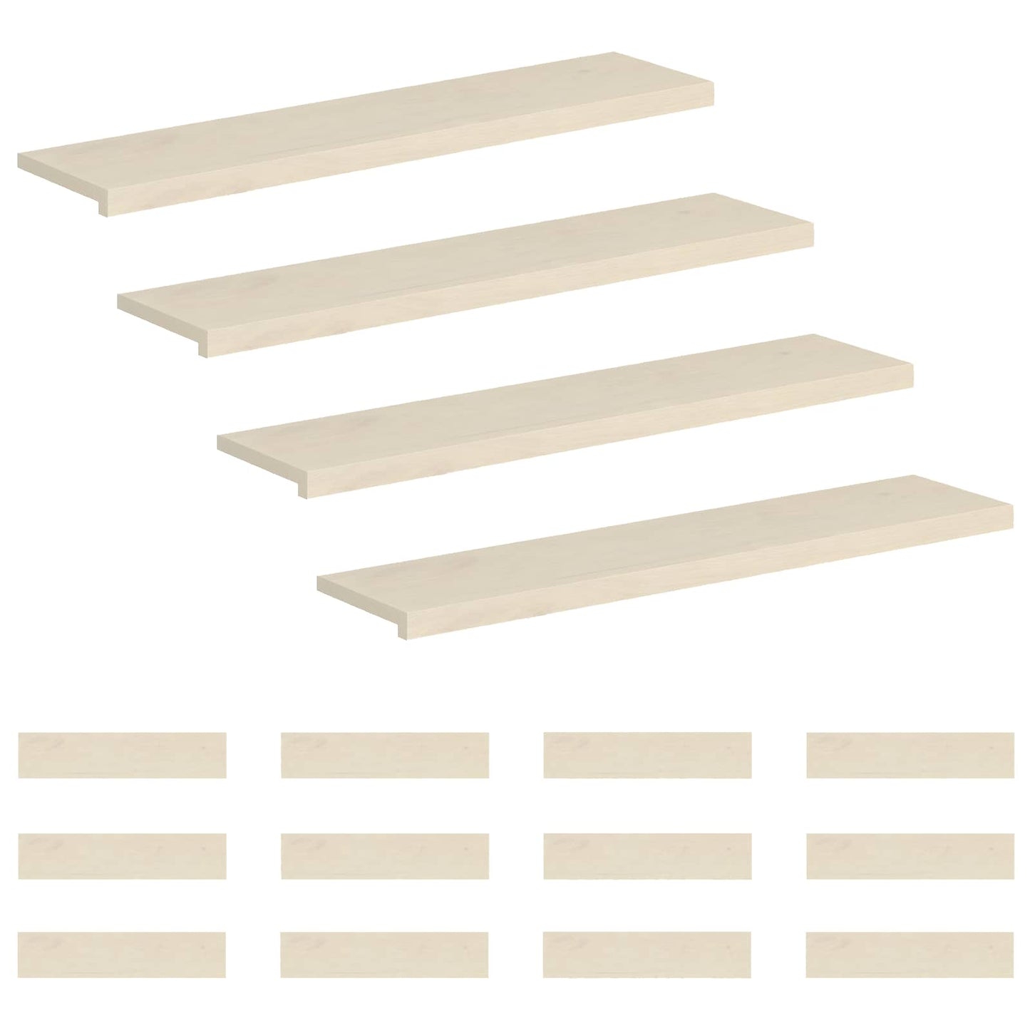 Stair Tread 16 pcs 110 x 25 x 2 cm White Solid Oak Wood