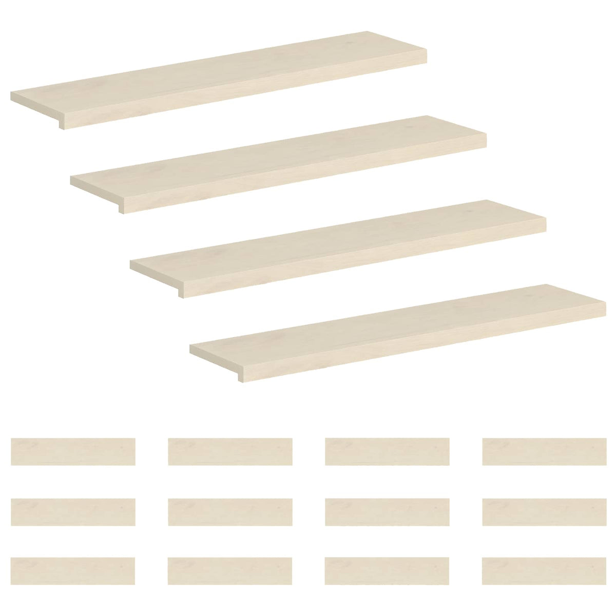 Stair Tread 16 pcs 120 x 30 x 2 cm White Solid Oak Wood