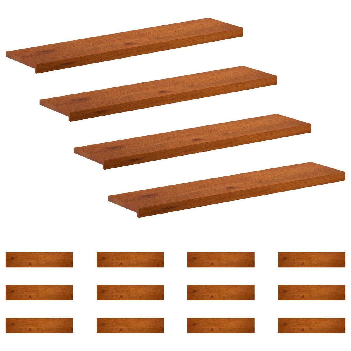 Stair Tread 16 pcs 120 x 25 x 2 cm Brown Solid Oak Wood