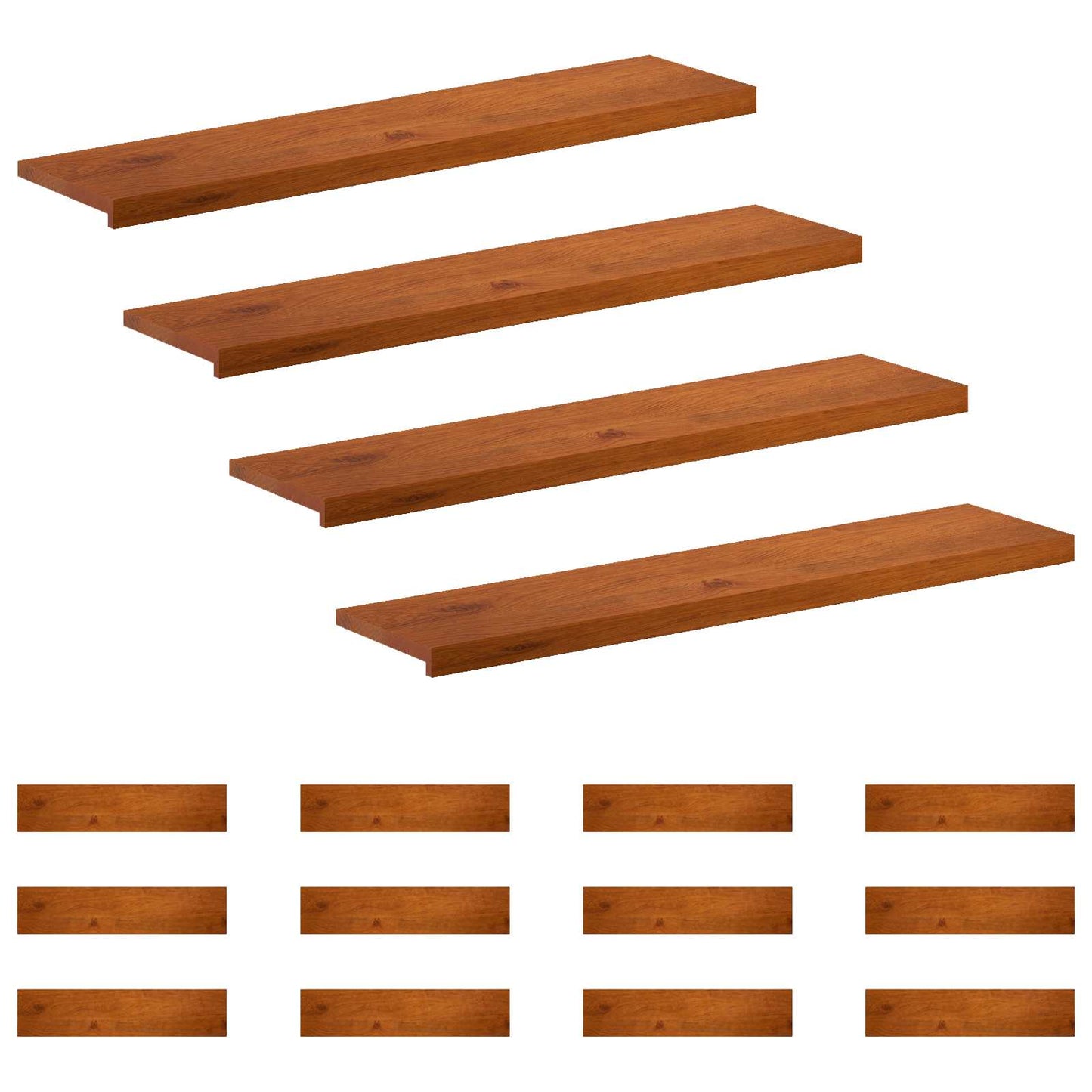 Stair Tread 16 pcs 120 x 30 x 2 cm Brown Solid Oak Wood