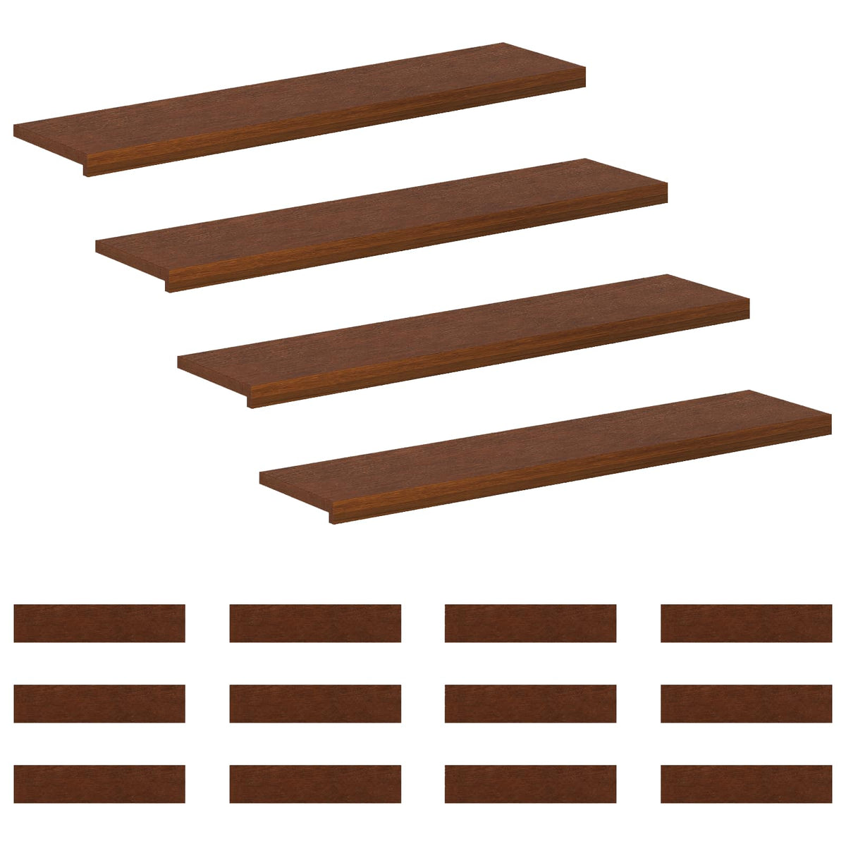 Stair Tread 16 pcs 120 x 25 x 2 cm Dark Brown Solid Oak Wood