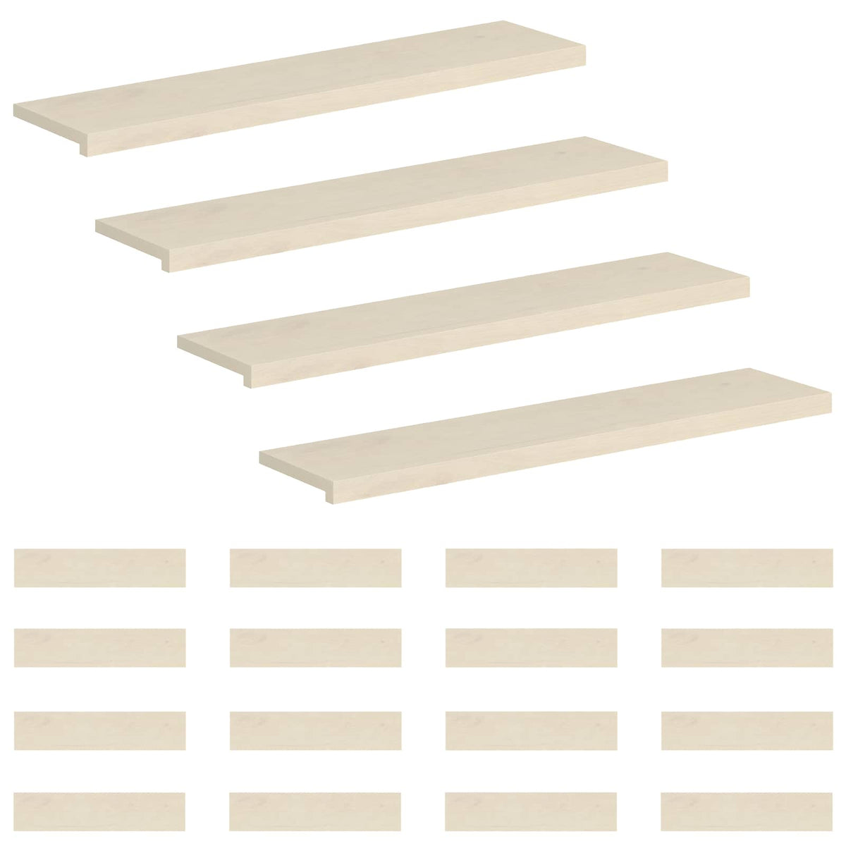 Stair Tread 20 pcs 120 x 25 x 2 cm White Solid Oak Wood