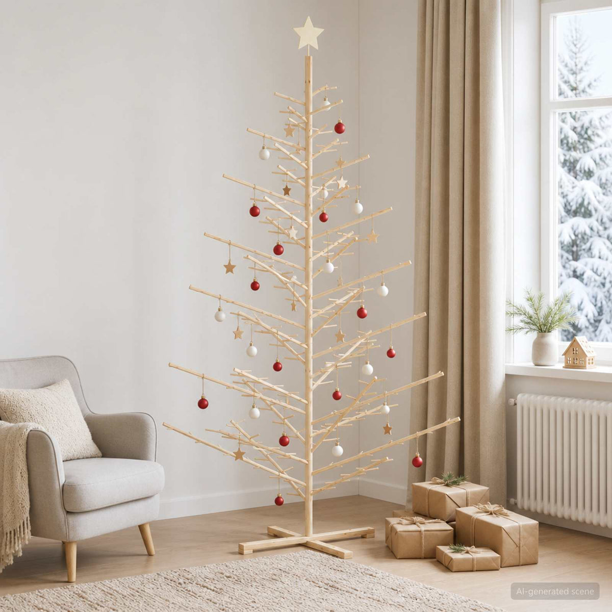 Wooden Christmas Tree KOTKA 240 cm Bamboo and Solid Pine Wood