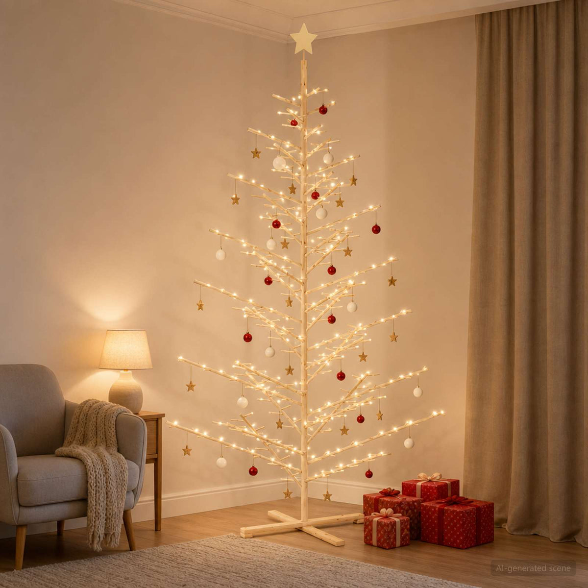 Wooden Christmas Tree KOTKA 240 cm Bamboo and Solid Pine Wood