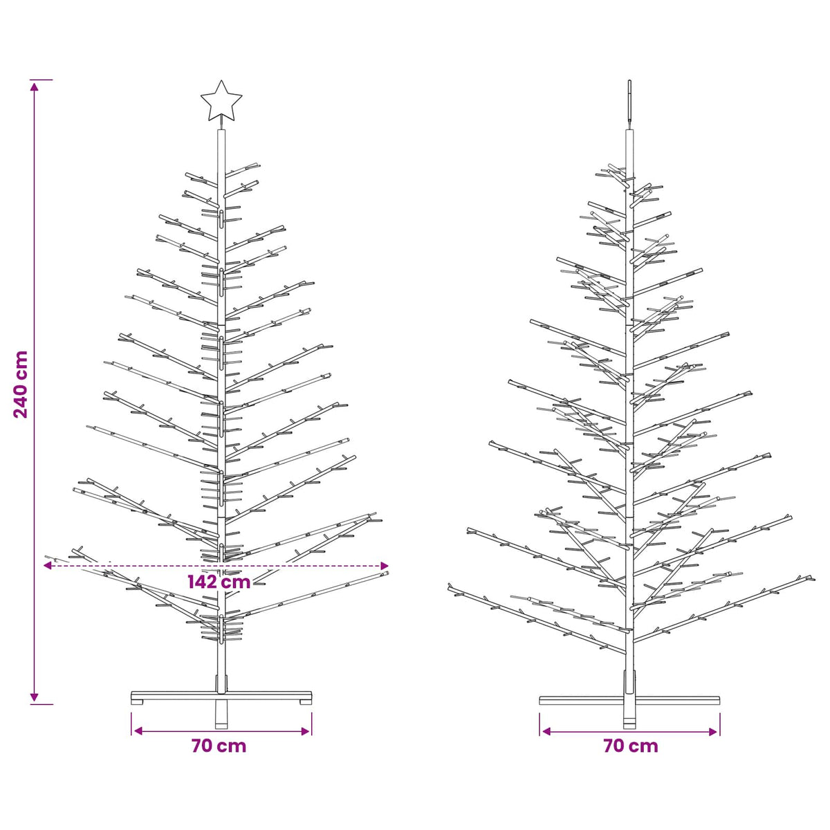 Wooden Christmas Tree KOTKA 240 cm Bamboo and Solid Pine Wood