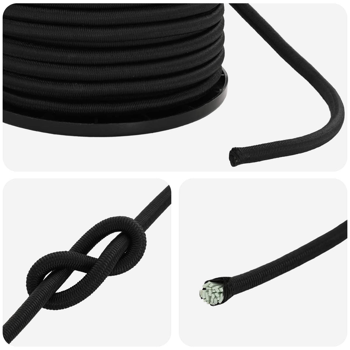 Bungee Cords 4 mm Black PP and Rubber