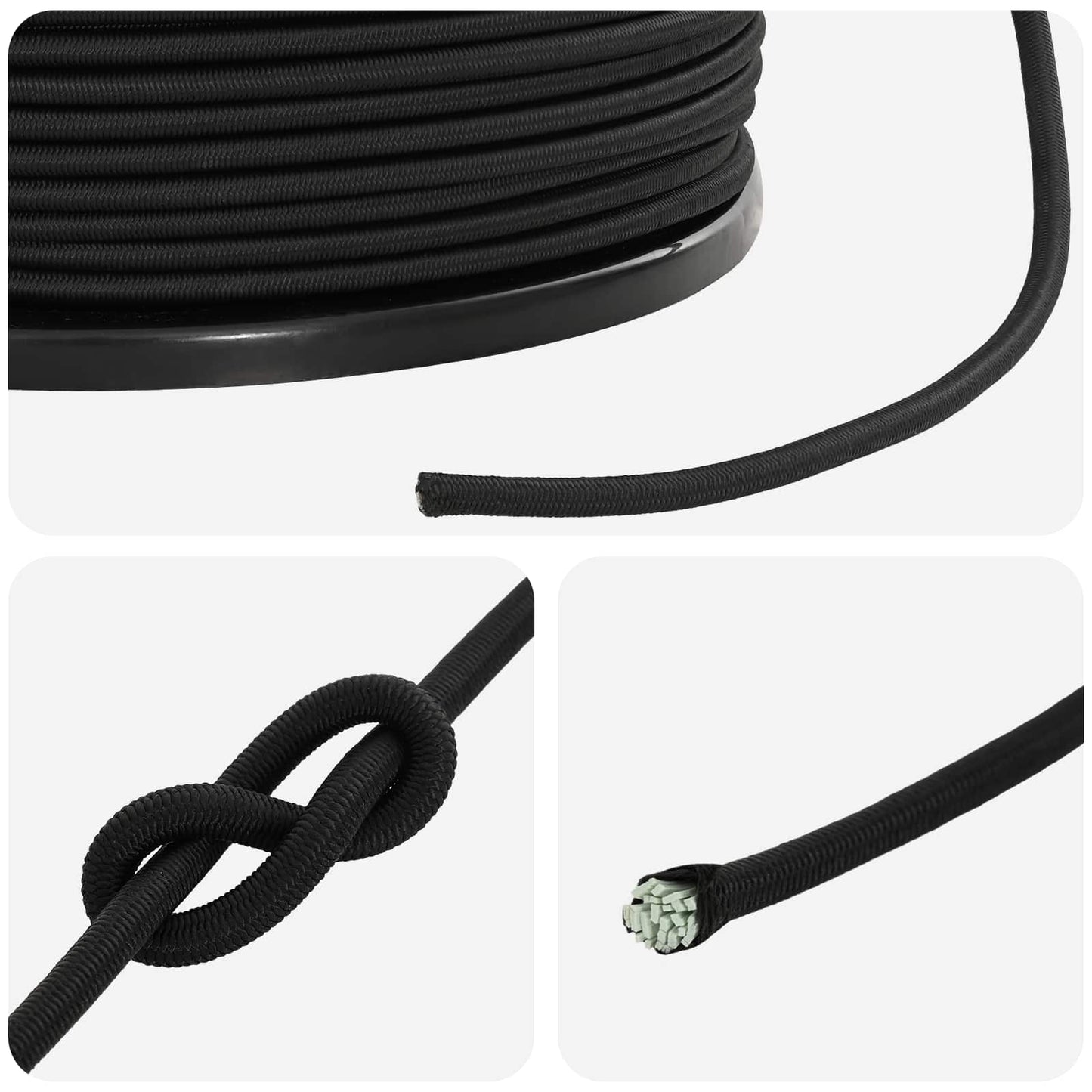Bungee Cords 4 mm Black PP and Rubber
