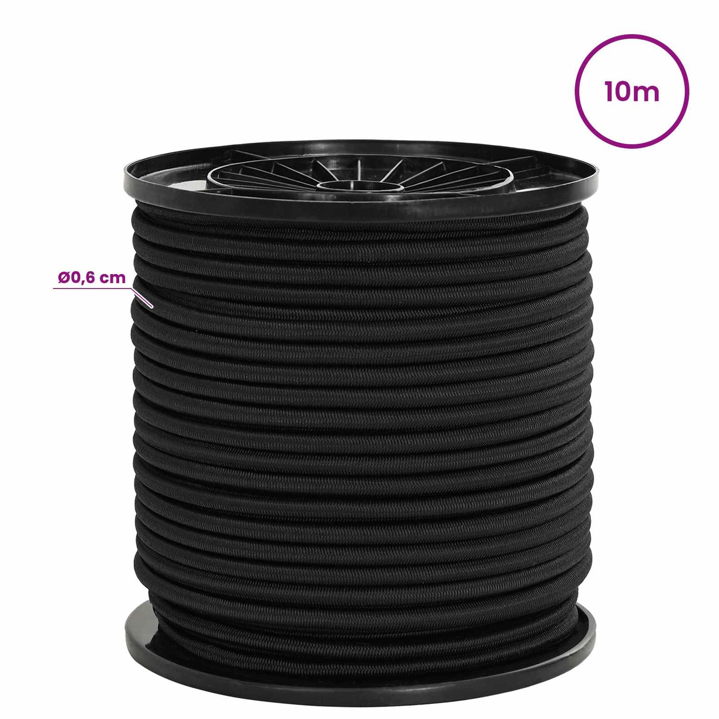 Bungee Cords 6 mm Black PP and Rubber