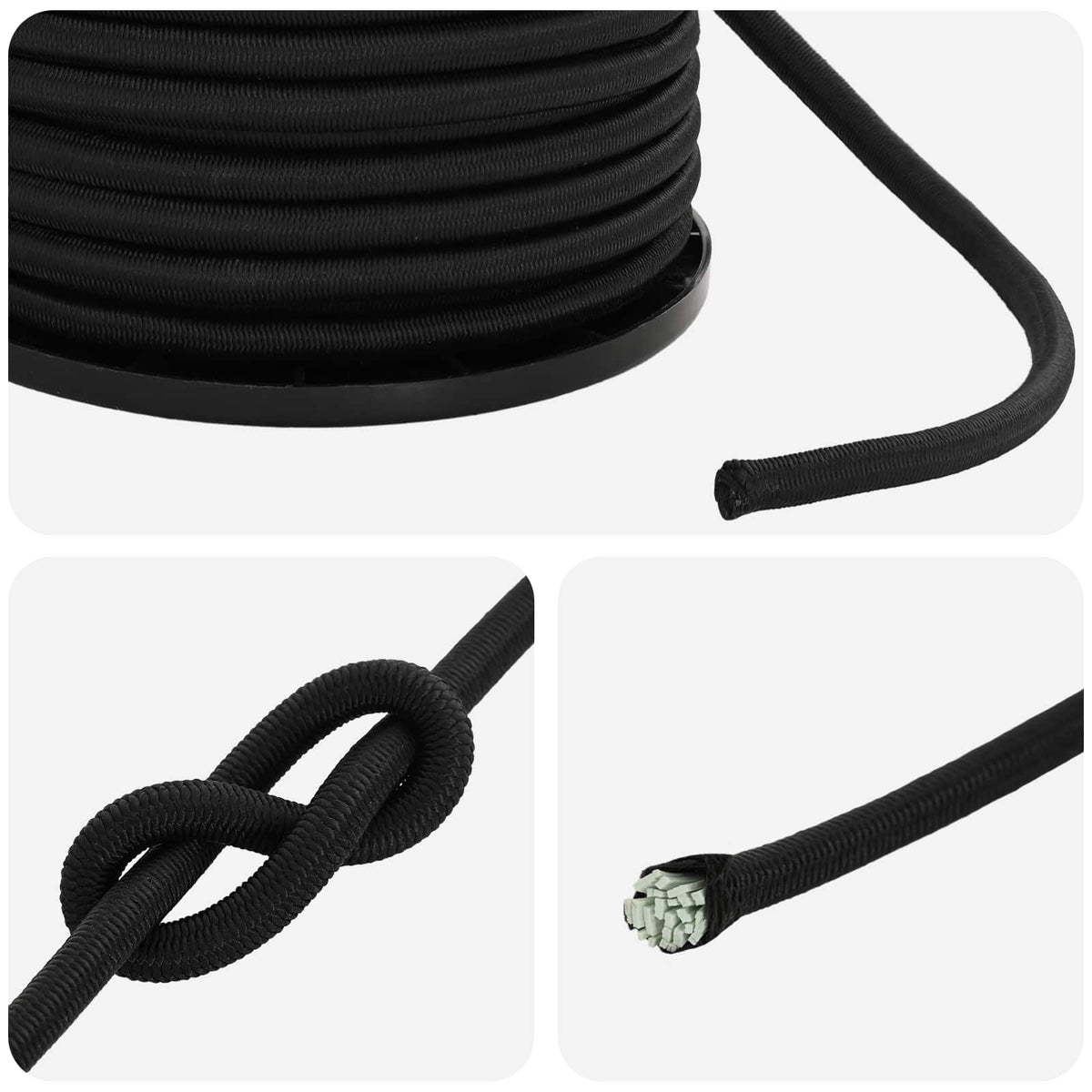 Bungee Cords 6 mm Black PP and Rubber