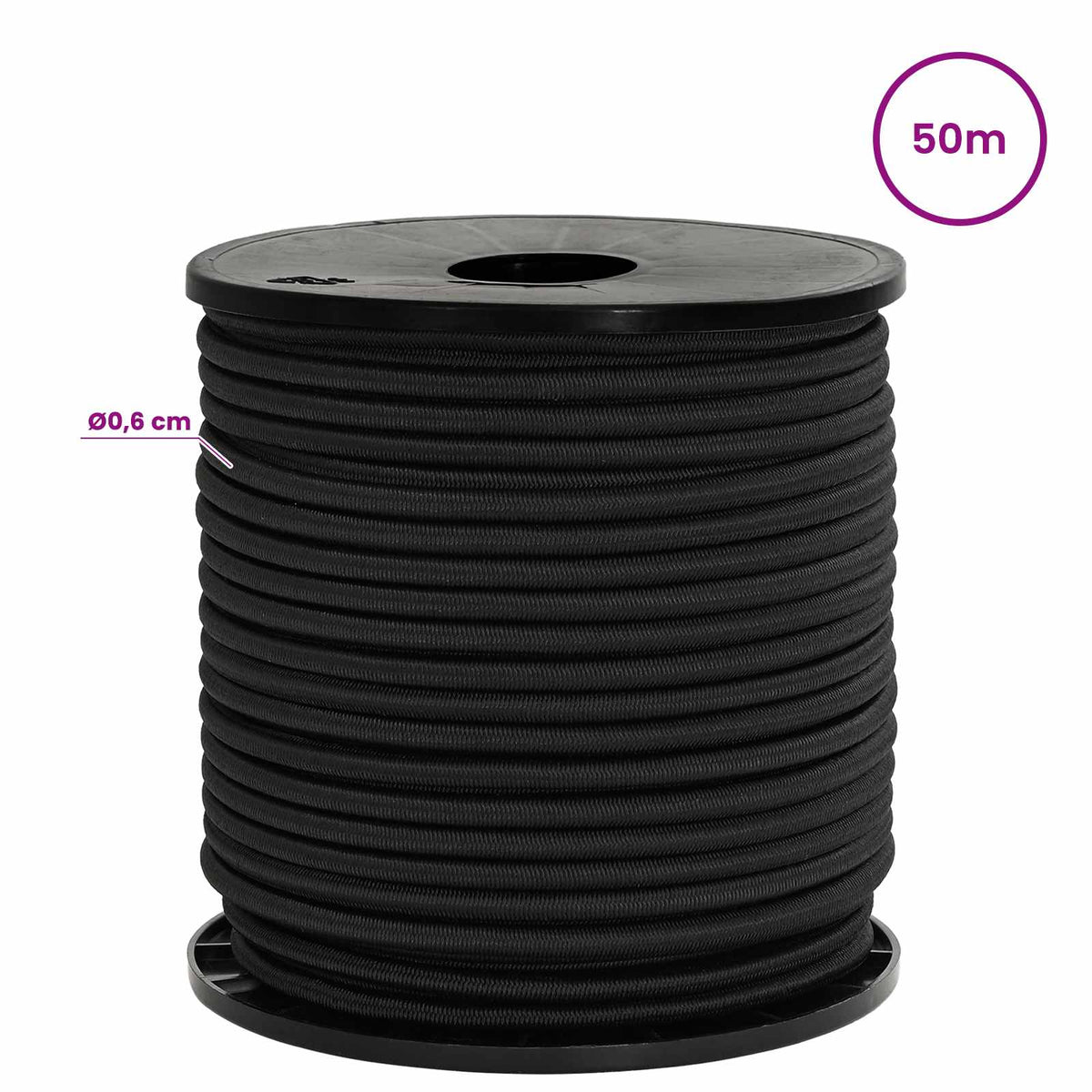Bungee Cords 6 mm Black PP and Rubber
