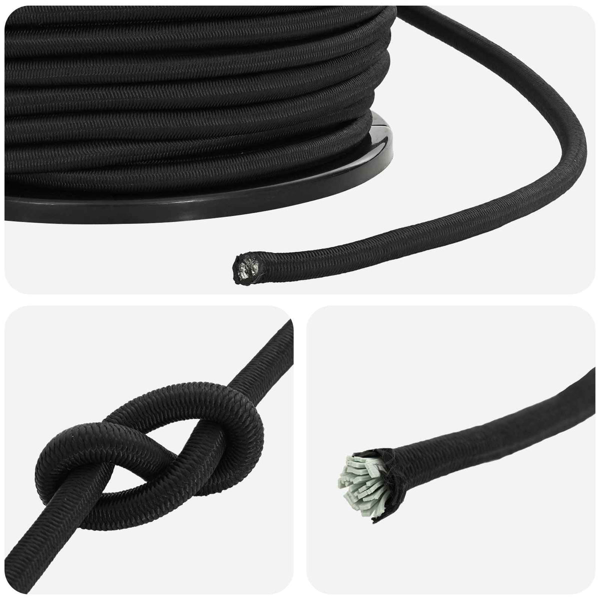 Bungee Cords 10 mm Black PP and Rubber