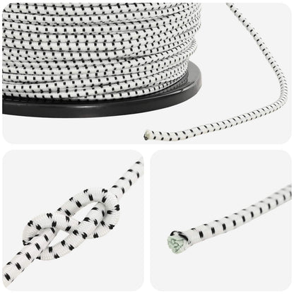 Bungee Cords 4 mm Black and White PP and Rubber