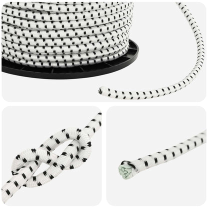 Bungee Cords 6 mm Black and White PP and Rubber