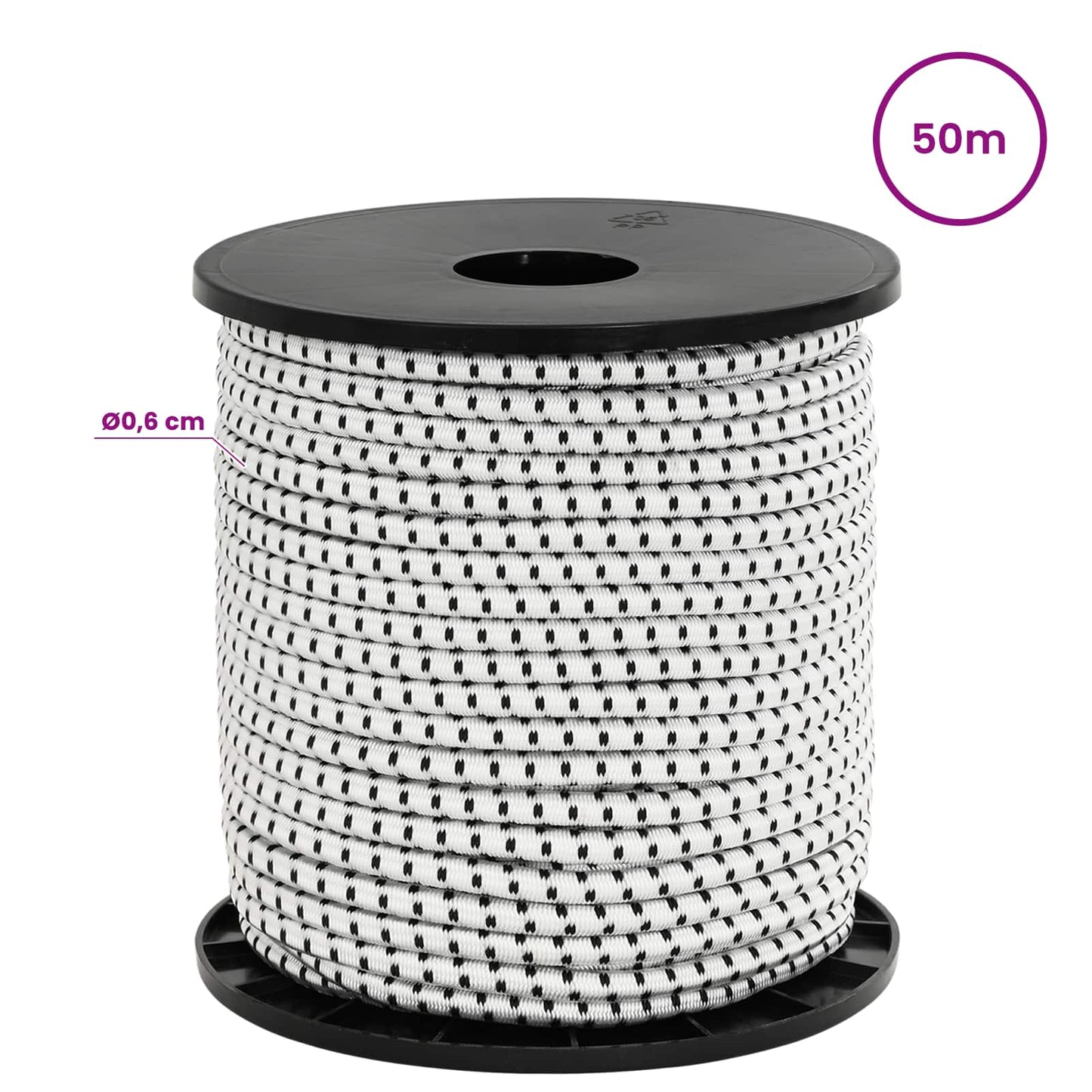 Bungee Cords 6 mm Black and White PP and Rubber
