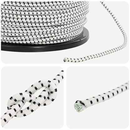 Bungee Cords 6 mm Black and White PP and Rubber