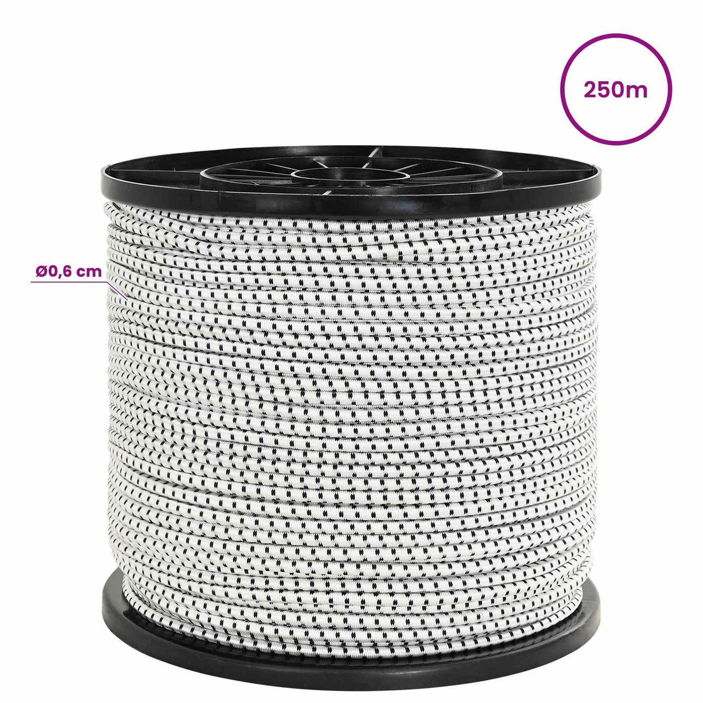Bungee Cords 6 mm Black and White PP and Rubber