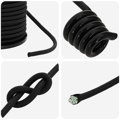 Bungee Cords with Hooks 6 mm Black PP and Rubber