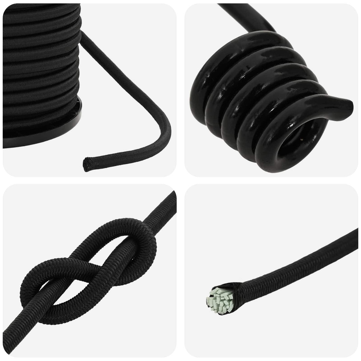 Bungee Cords with Hooks 6 mm Black PP and Rubber