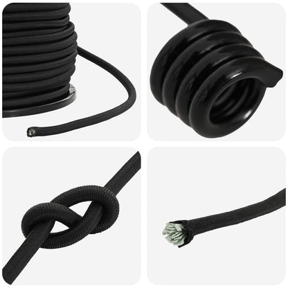 Bungee Cords with Hooks 8 mm Black PP and Rubber