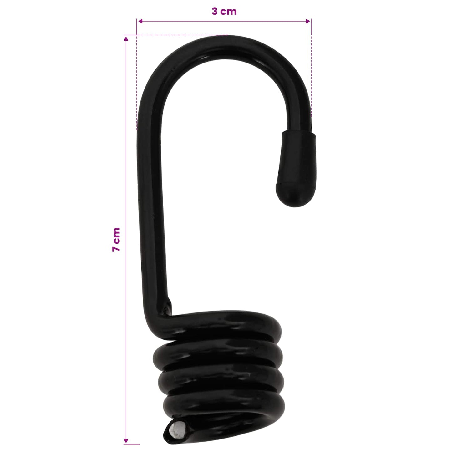 Bungee Cords with Hooks 8 mm Black PP and Rubber