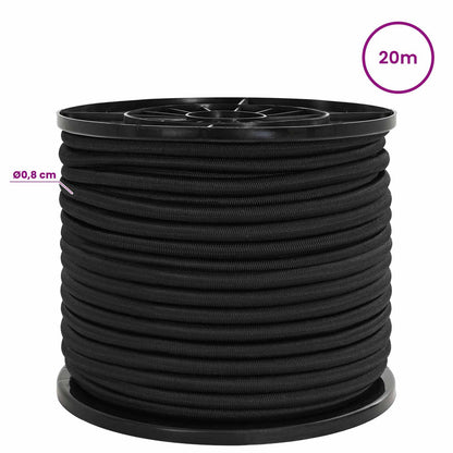 Bungee Cords with Hooks 8 mm Black PP and Rubber