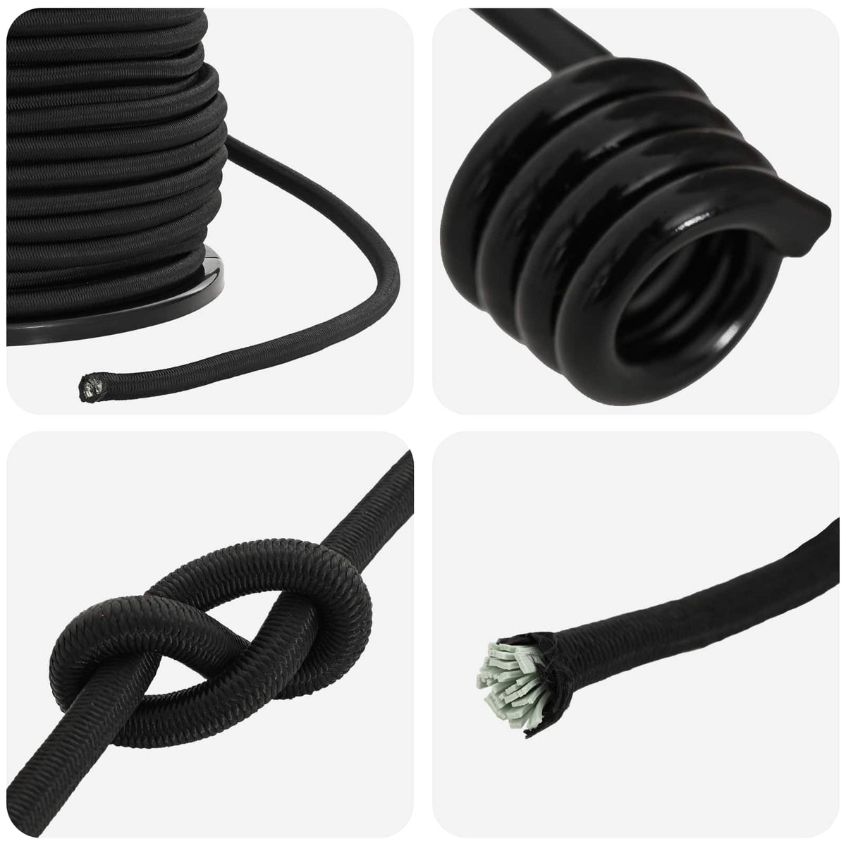 Bungee Cords with Hooks 10 mm Black PP and Rubber
