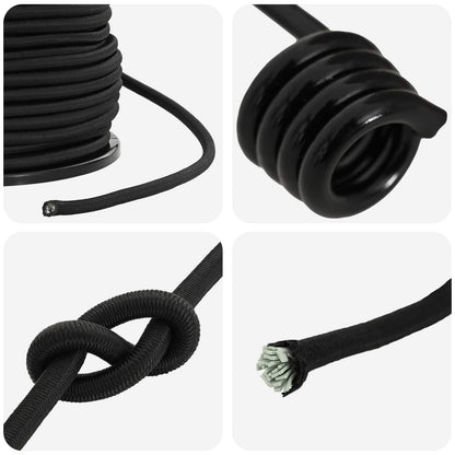 Bungee Cords with Hooks 10 mm Black PP and Rubber
