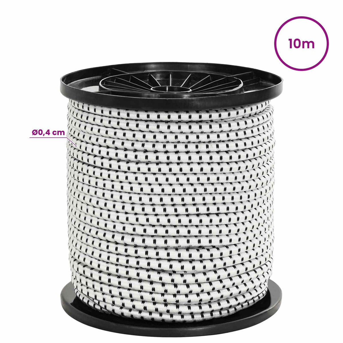 Bungee Cords with Hooks 4 mm Black and White PP and Rubber