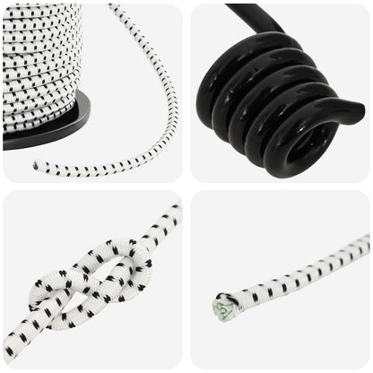 Bungee Cords with Hooks 4 mm Black and White PP and Rubber