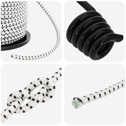 Bungee Cords with Hooks 6 mm Black and White PP and Rubber