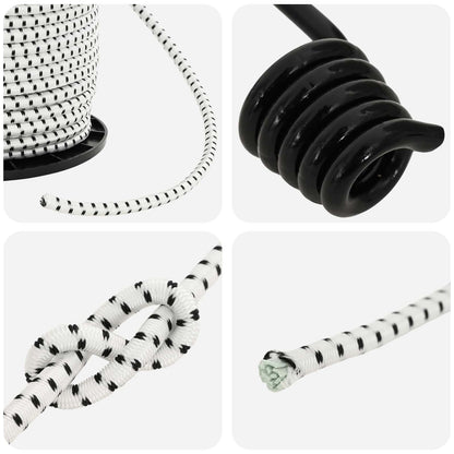 Bungee Cords with Hooks 6 mm Black and White PP and Rubber