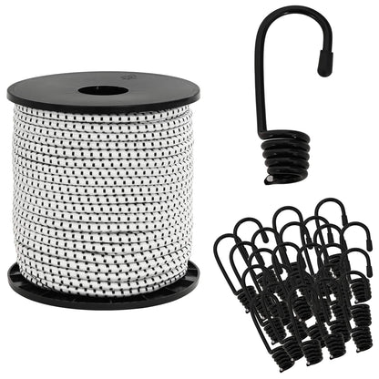 Bungee Cords with Hooks 6 mm Black and White PP and Rubber