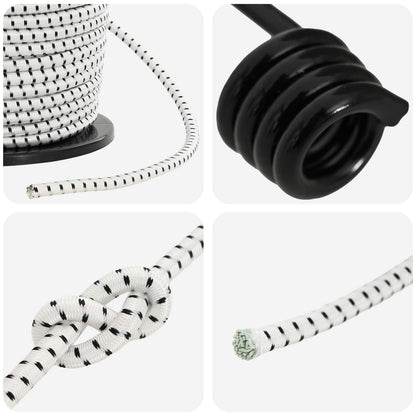 Bungee Cords with Hooks 8 mm Black and White PP and Rubber