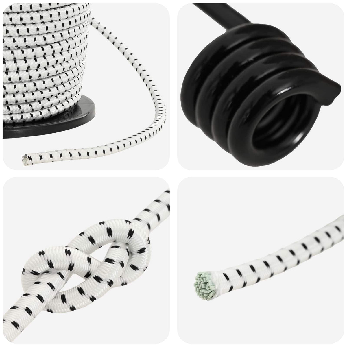 Bungee Cords with Hooks 10 mm 50 m Black and White