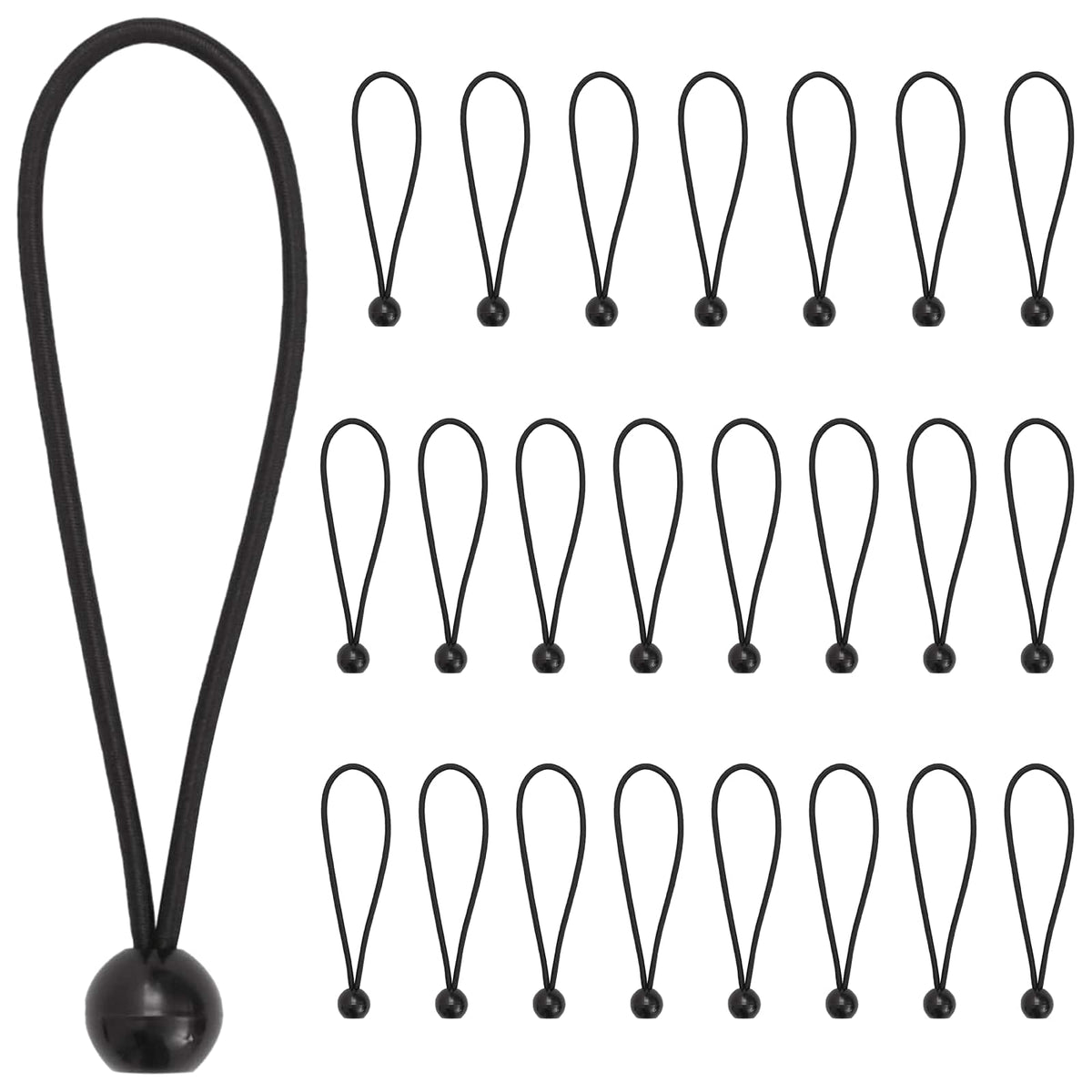 Bungee Cords with Balls 24 pcs Black 4 mm x 22 cm Polypropylene
