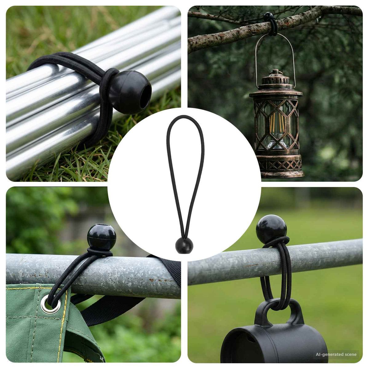 Bungee Cords with Balls 100 pcs Black 4 mm x 22 cm